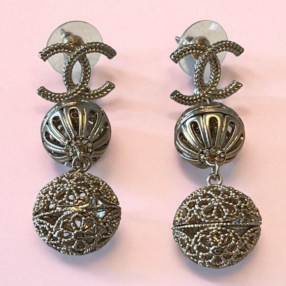 Chanel Filagree Ball Dangle Earrings - Picture 1 of 6